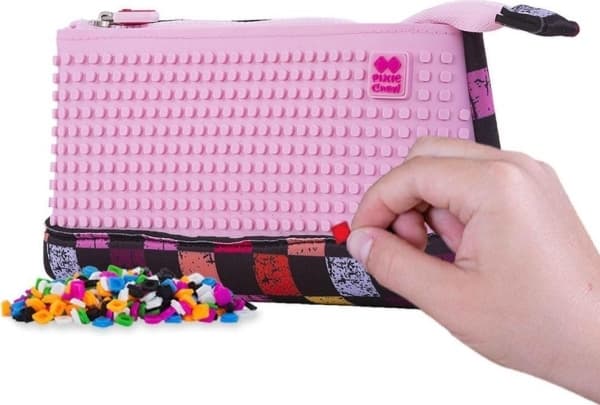 Case Cass film Neoprene pencil case with a zipper with a pink panel