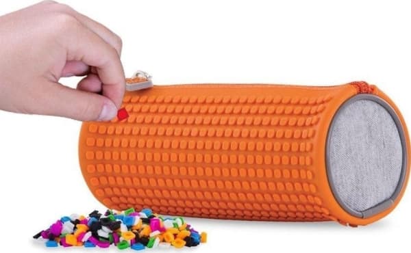 Cass film case Round zip pencil case with orange panel
