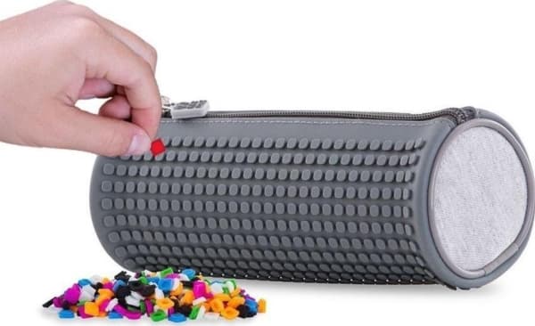 Cass film case Round zip pencil case with gray panel