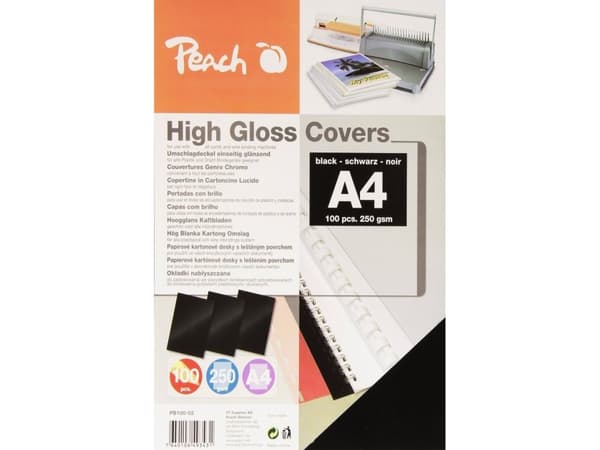 Peach PB100-02 - A4 (210 x 297 mm) - svart - 250 g/m² - 100 ark bakre pärmskydd