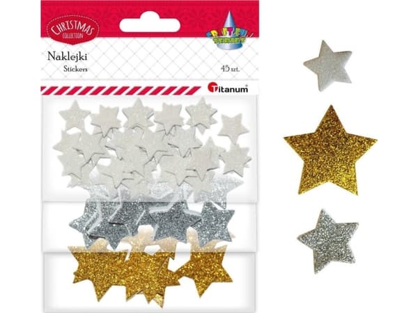Titanum Glitter klistremerker stjerner 11,5x18cm 45stk CRAFT