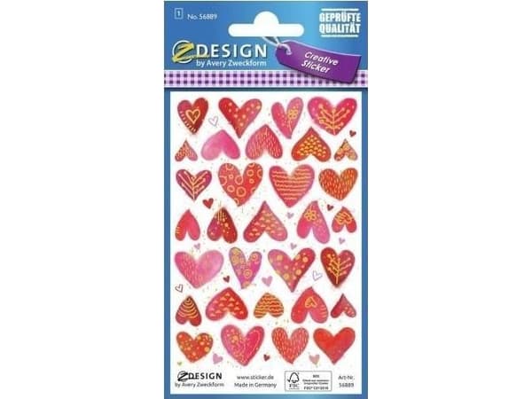 Zdesing kohokuvioitu paperi tarrat - sydämet
