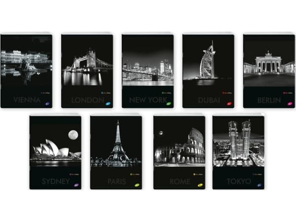 Elisa Notebook A4/60K CITIES BY NIGHT MIX line (10 pcs)