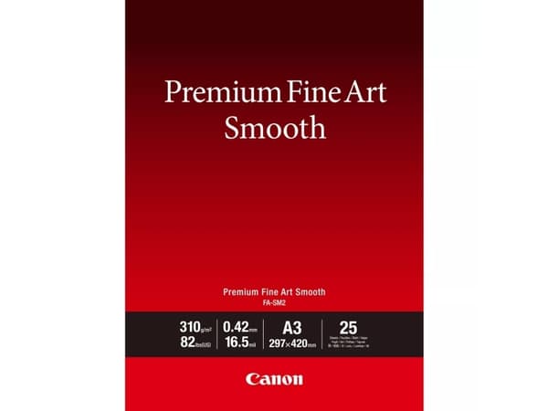 Canon Premium Fine Art FA-SM2 - Glatt - 16,5 mille - A3 (297 x 420 mm) - 310 g/m² - 82 pund - 25 ark fotopapir - for imagePROGRAF PRO-1000, PRO-300;
