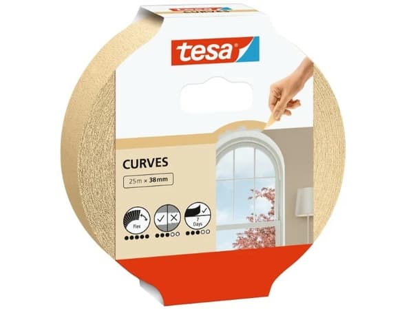tesa KURVEN 56534-00001-00 Crepebånd Beige (L x B) 25 m x 38 mm 1 stk 1 stk