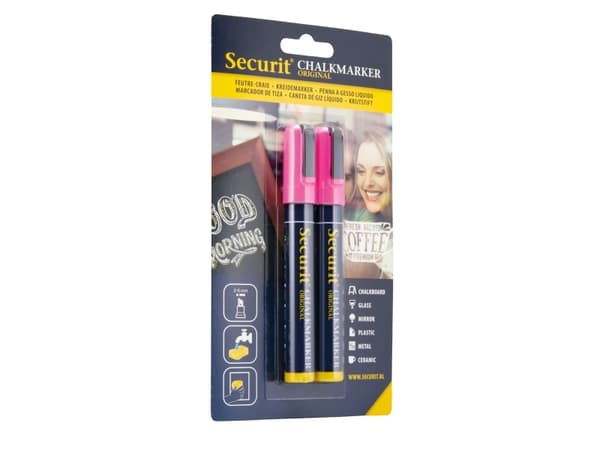 Securit® original kridtmarker sæt med to i lyserød