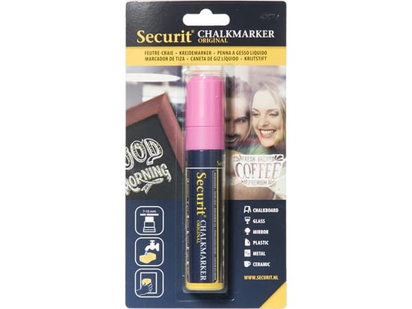 Securit® original kridtmarker med blokspids i pink