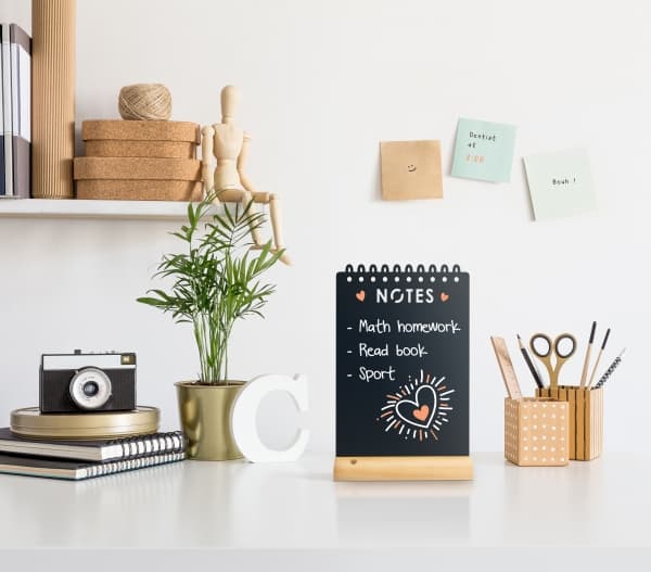 Securit® silhuet NOTES bordskilt i sort