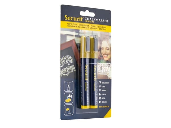 Securit® original kridtmarker sæt med to i guld
