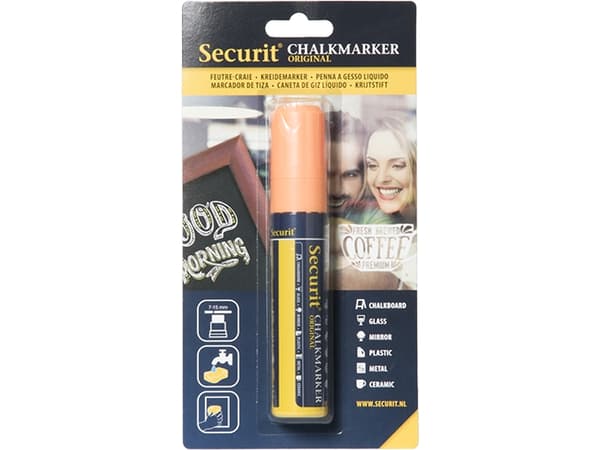 Securit® original kridtmarker med blokspids i orange