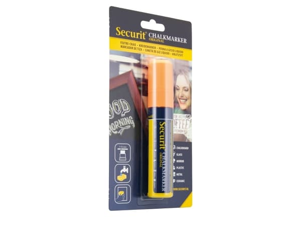 Securit® original kridtmarker med blokspids i orange