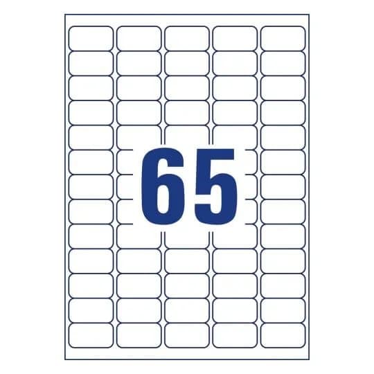Avery B7651-50, Hvit, Rektangel, Permanent, 38 x 21 mm, A4, Teslin