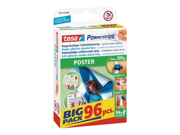 Tesa Powerstrips Poster - Festeklister (en pakke 96)