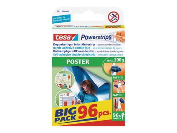 Tesa Powerstrips Poster - Festeklister (en pakke 96)