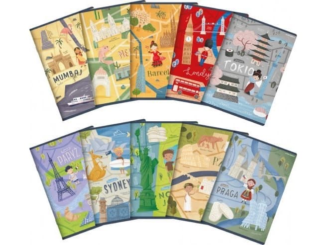 TOP-2000 Notebook A5/32K checkered Cities (10 pcs)