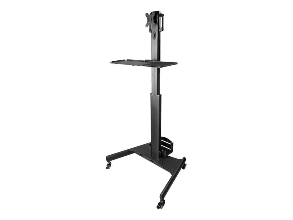 StarTech.com Mobile Workstation Cart with Monitor Mount, CPU/PC Holder, Keyboard Tray, Ergonomic Height Adjustable Desktop Computer Cart, Rolling Mob