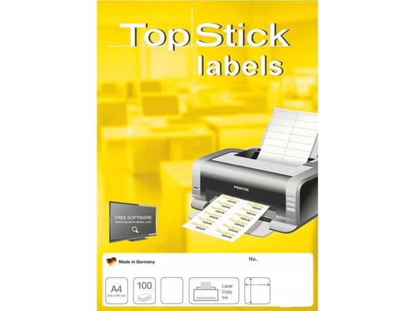 Etiketter TopStick 210x297 mm (A4) hvid - (100 ark)