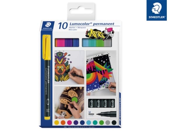 Staedtler Lumocolor 317 C10, Blandade färger, Diverse, Multifärg, Polypropylen (PP), Medium, 1 mm
