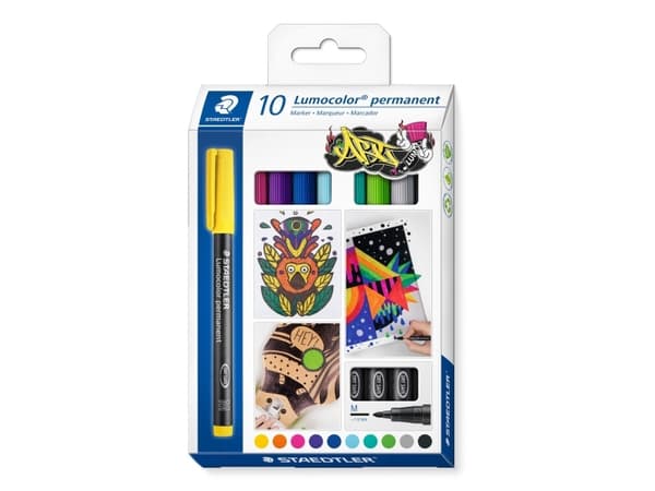 Staedtler Lumocolor 317 C10, Blandade färger, Diverse, Multifärg, Polypropylen (PP), Medium, 1 mm