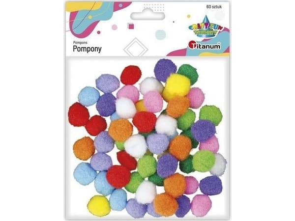 Titan Polyester pomponger 20mm blanding 60 stk