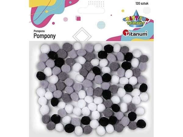 Titan Polyester pomponger 10mm blanding 120 stk
