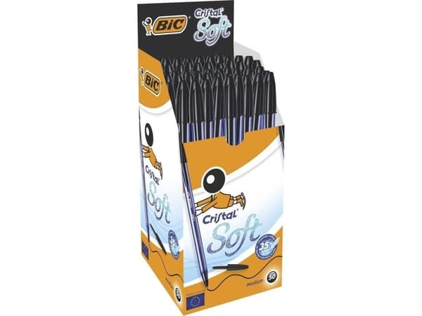 BIC Cristal SOFT - Kulspetspenna - svart - 1.2 mm - medel (paket om 50)