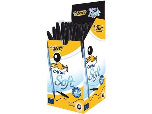 BIC Cristal SOFT - Kulspetspenna - svart - 1.2 mm - medel (paket om 50)