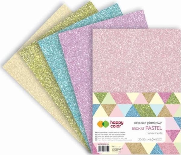 GDD Vaahtomuovilevyt A4 5kpl glitter pastelli HAPPY COLOR (iloinen väri)