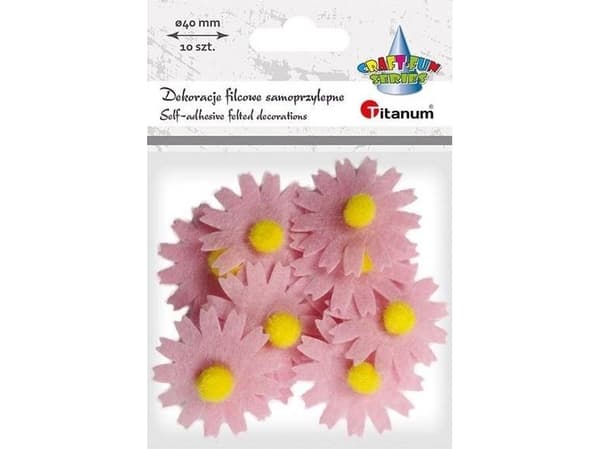 Titan Filtdekorasjoner 3D blomster lys rosa 10 stk