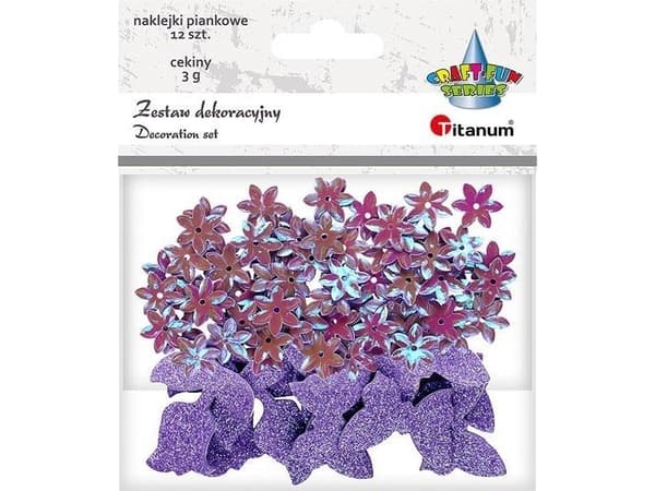Titanum paljetteja kukkia + tarroja mix kanerva 12kpl