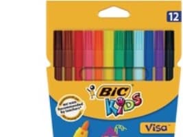 Tuscher bic kids visa, fin spets, ask med 12 färger