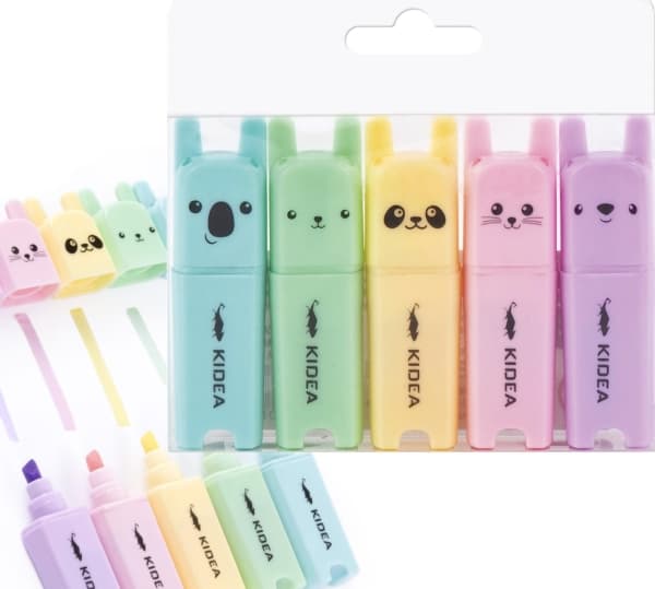 Derform Animal highlighters 5 farger KIDEA
