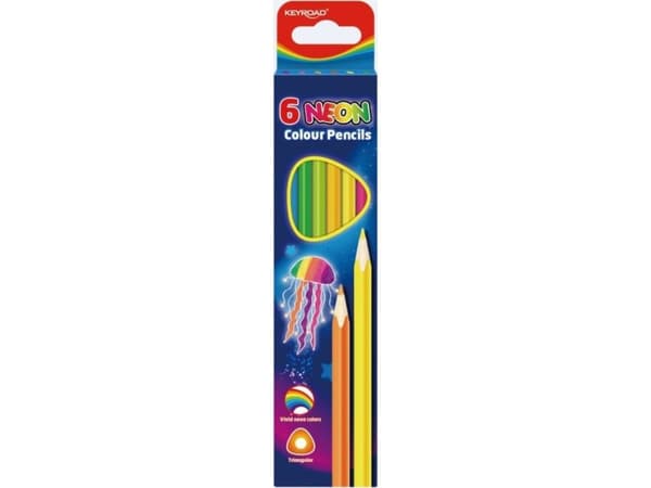 Keyroad triangulära neonpennor kritor mix färger 6 st