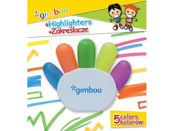 QConnect Gimboo highlighter in the shape of a handle 5 colors blister 17056237-99