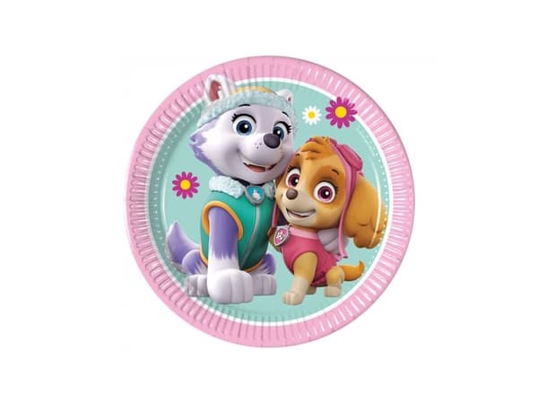 PROCOS Papperstallrikar Paw Patrol Skye &amp; Everest, 23 cm, 8 st (plastfria)