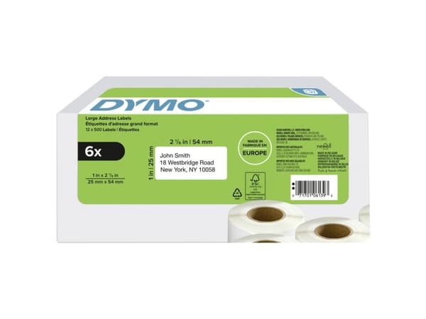 DYMO 2177564, Valkoinen, Suorakulmio, 2,5 cm, 5,4 cm, 2 kg, 2 kg