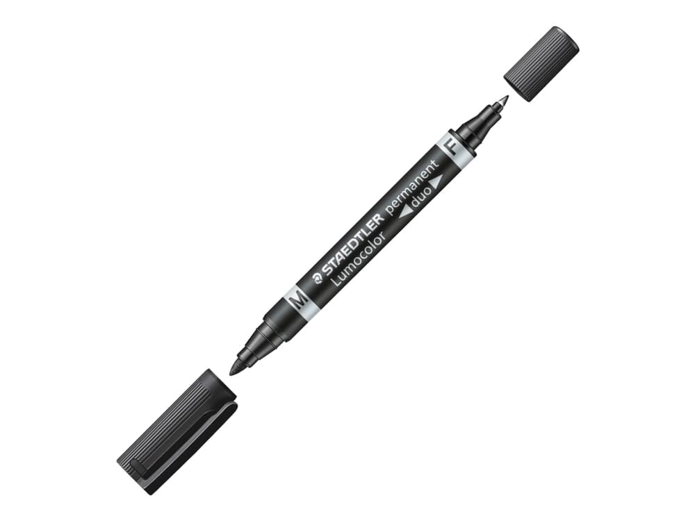 STAEDTLER Lumocolor duo - Märkpenna med dubbel spets - permanent - svart - 1.5 mm / 0.6 mm - medel / fin