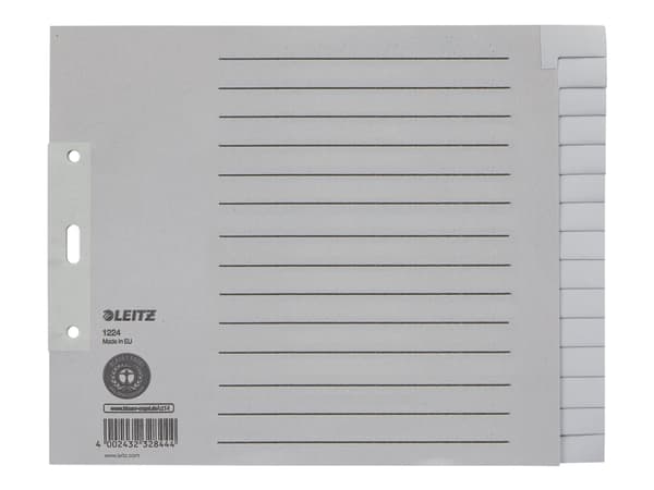 Leitz - Inndeler - 15 deler - for A4 Extra (235 × 322 mm) - med fliker - grå