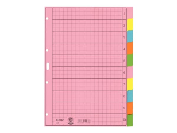 Leitz 43400000, Tyhjä välilehtihakemisto, Paperi, Monivärinen, Muotokuva, A4, 130 g/m²