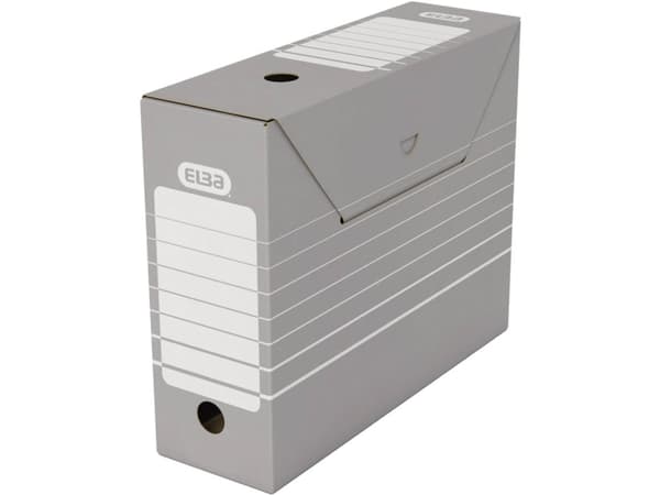 ELBA tric arkivboks, bredde 95 mm, for A4, gråhvit? laget av solid bølgepapp, mål: (B)95 x (D)340 x (H)265 mm (83420)