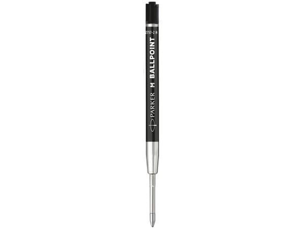 Parker Quinkflow, Svart, Medium, Svart, Rostfritt stål, Kulspetspenna, Blåsa, 2 styck