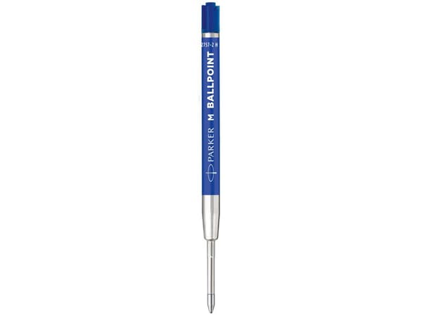 Parker Quinkflow, Blå, Medium, Blå, Rustfritt stål, Kulepenn, Blister, 2 stykker