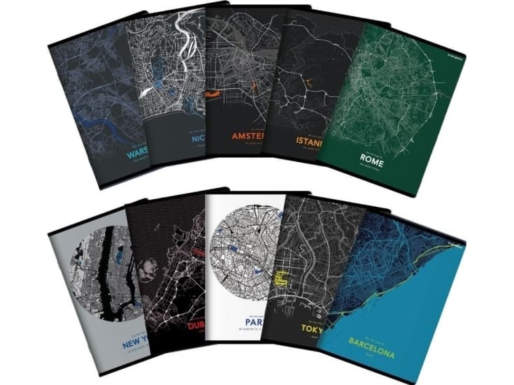 Notebook A5/96K, Monochrome Mapping (5 pcs)