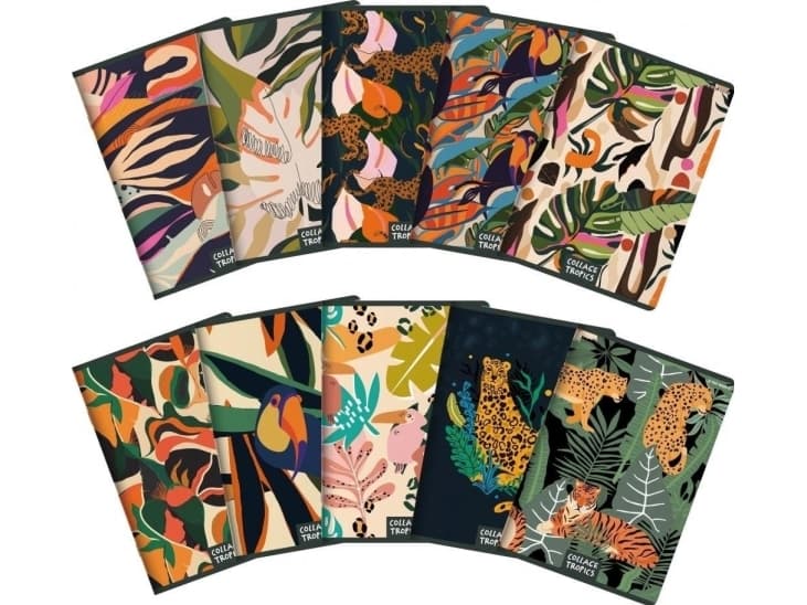 Notebook A5/96K, grid Collage Tropics (5 pcs)