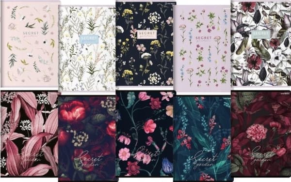 Notebook A5/80K grille Secret Garden (5 pcs)