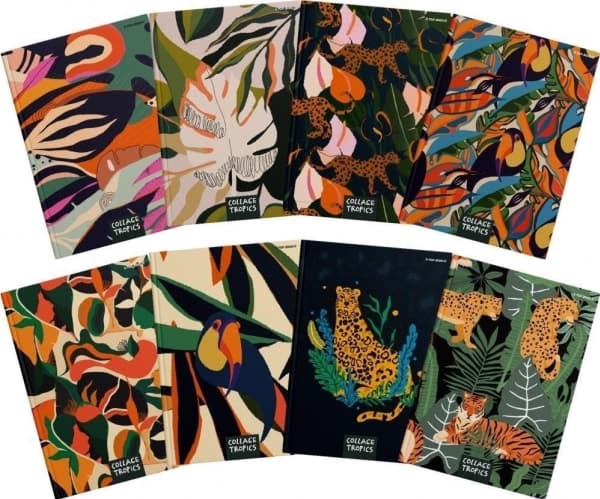 Collage Tropics notebook A5/96K grid (5pcs)