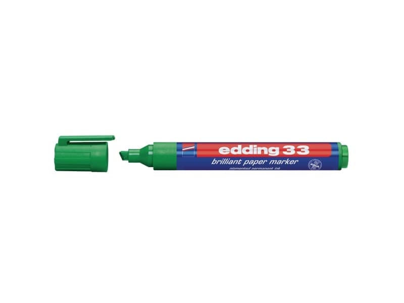 Permanent marker Edding 33, skrå, 5 mm, grøn