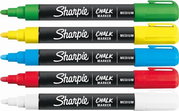 Sharpie 2157733, Blå, Grønn, Rød, Hvit, Gult, Kule, 5 stykker