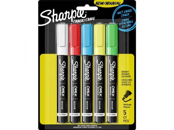 Sharpie 2157733, Blå, Grønn, Rød, Hvit, Gult, Kule, 5 stykker
