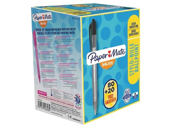 Kynä Papermate Inkjoy 100, musta, laatikko 80+20 kpl.